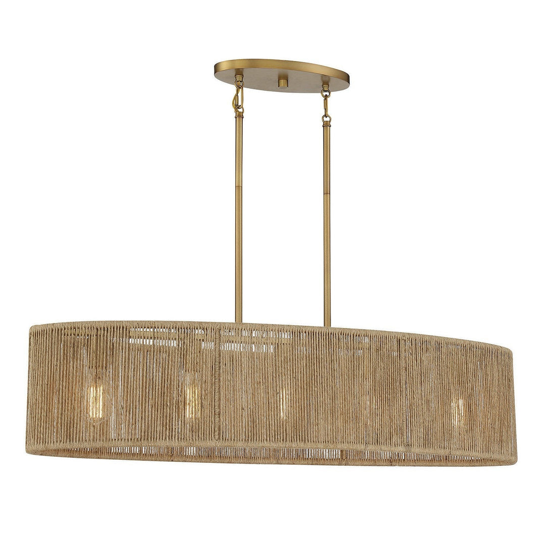 Savoy House Ashe 1-1738-5-320 Pendant Light - Warm Brass and Rope