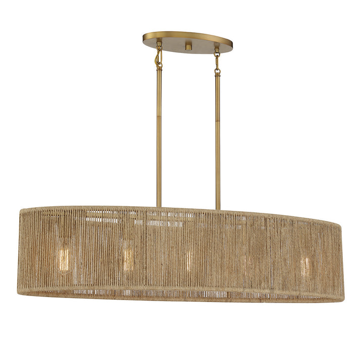 Savoy House Ashe 1-1738-5-320 Pendant Light - Warm Brass and Rope