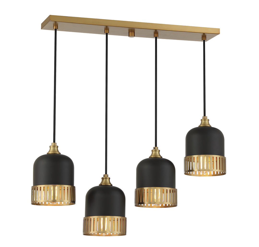 Savoy House Eclipse 1-1811-4-143 Pendant Light - Matte Black with Warm Brass Accents