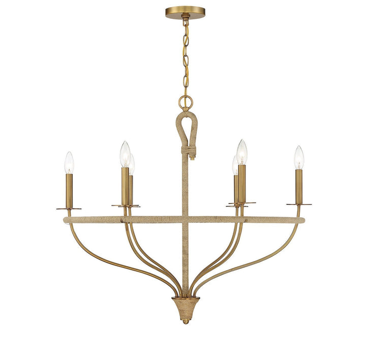 Savoy House Charter 1-1823-6-320 Chandelier Light - Warm Brass and Rope