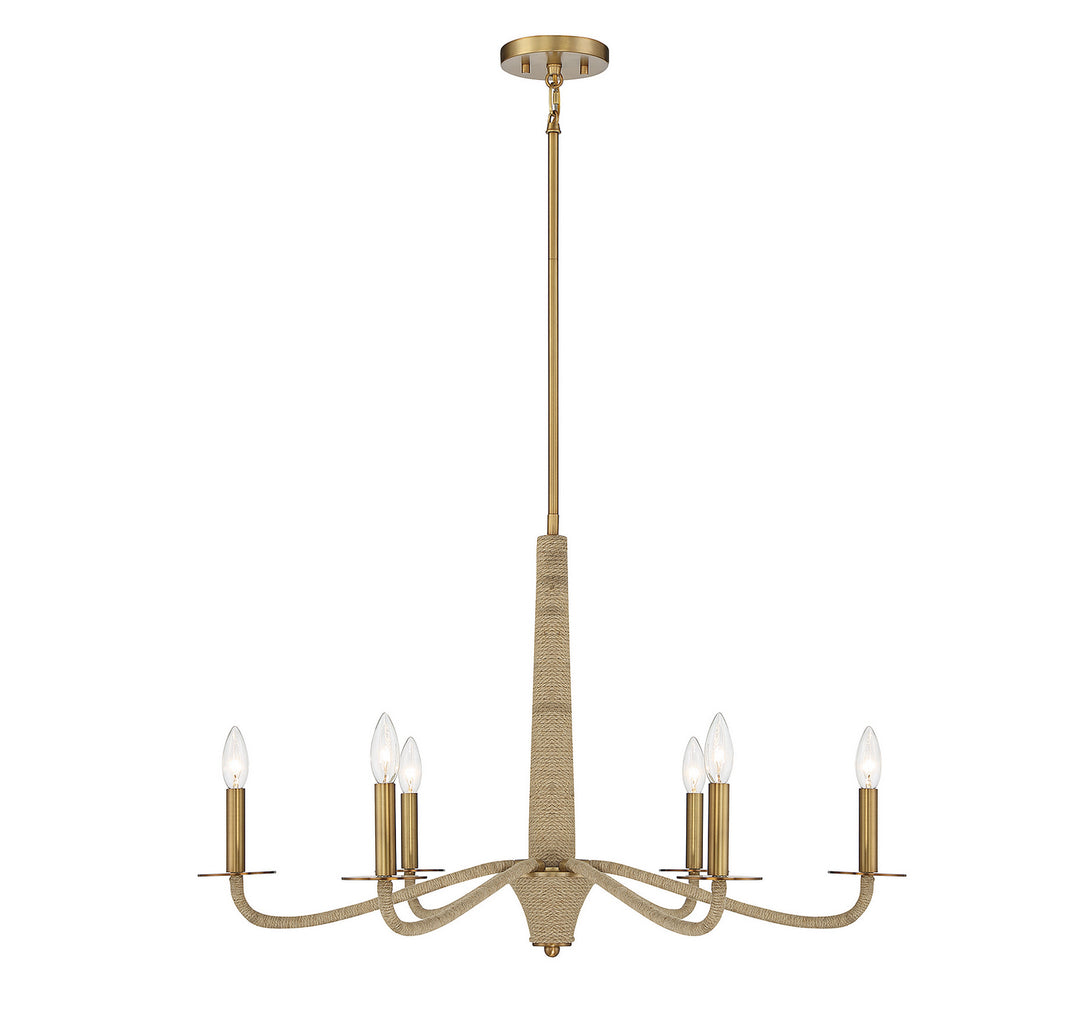 Savoy House Cannon 1-1824-6-320 Chandelier Light - Warm Brass and Rope