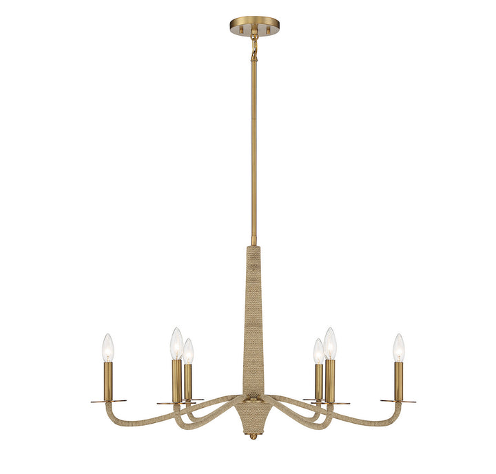 Savoy House Cannon 1-1824-6-320 Chandelier Light - Warm Brass and Rope