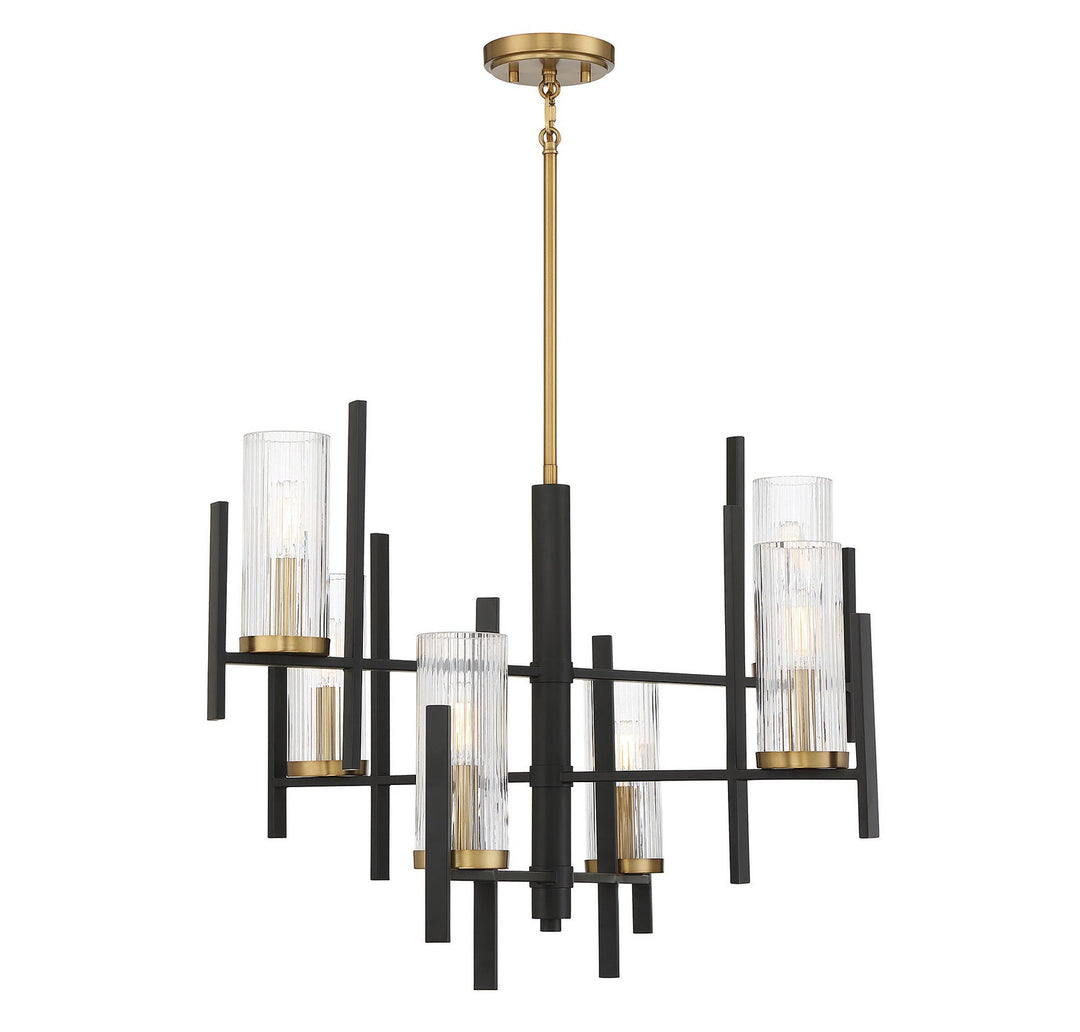 Savoy House Midland 1-1906-6-143 Chandelier Light - Matte Black with Warm Brass Accents