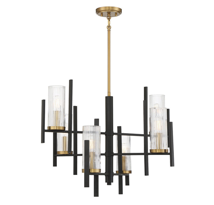 Savoy House Midland 1-1906-6-143 Chandelier Light - Matte Black with Warm Brass Accents