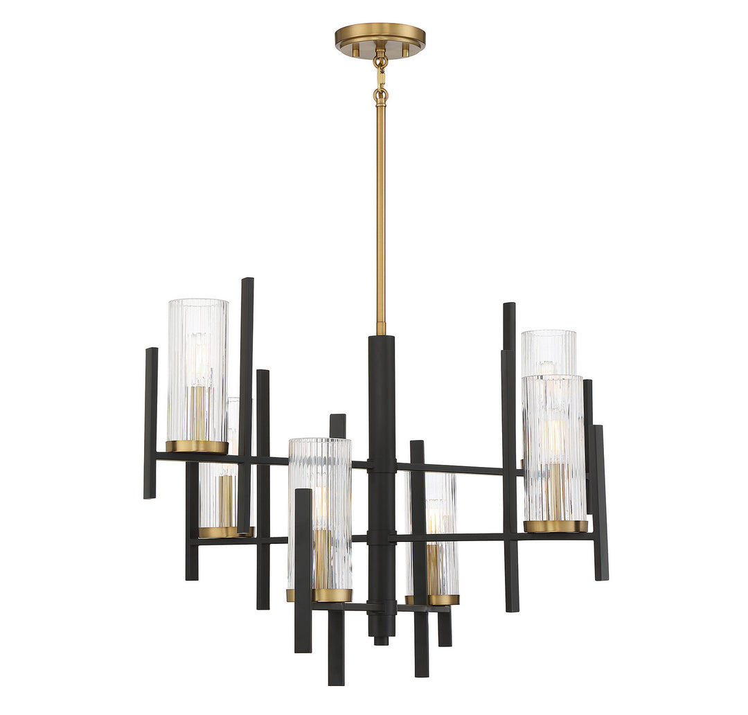 Savoy House Midland 1-1906-6-143 Chandelier Light - Matte Black with Warm Brass Accents