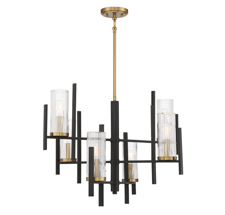 Savoy House Midland 1-1906-6-143 Chandelier Light - Matte Black with Warm Brass Accents