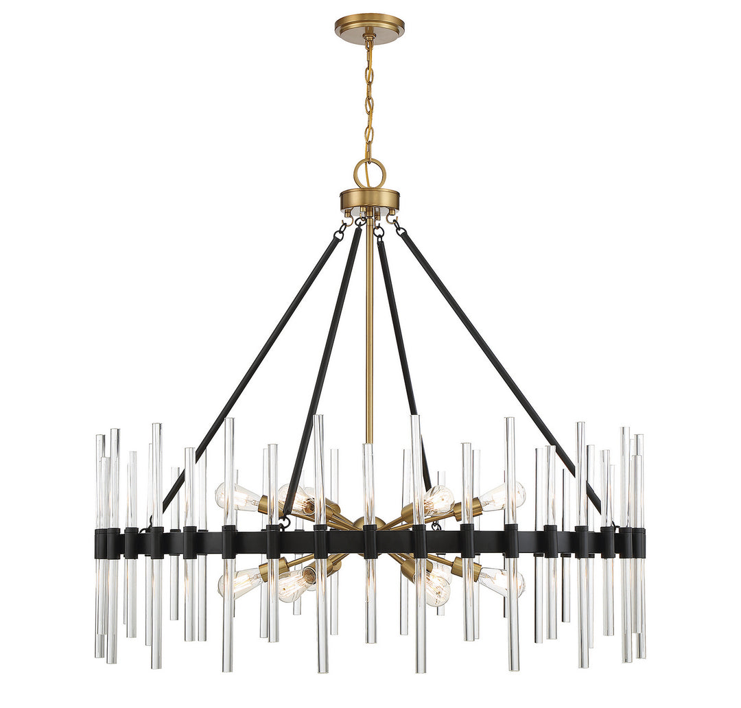 Savoy House Santiago 1-1934-12-143 Chandelier Light - Matte Black with Warm Brass Accents