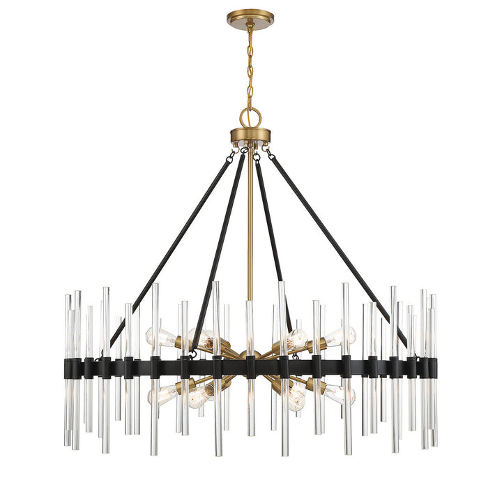 Savoy House Santiago 1-1934-12-143 Chandelier Light - Matte Black with Warm Brass Accents