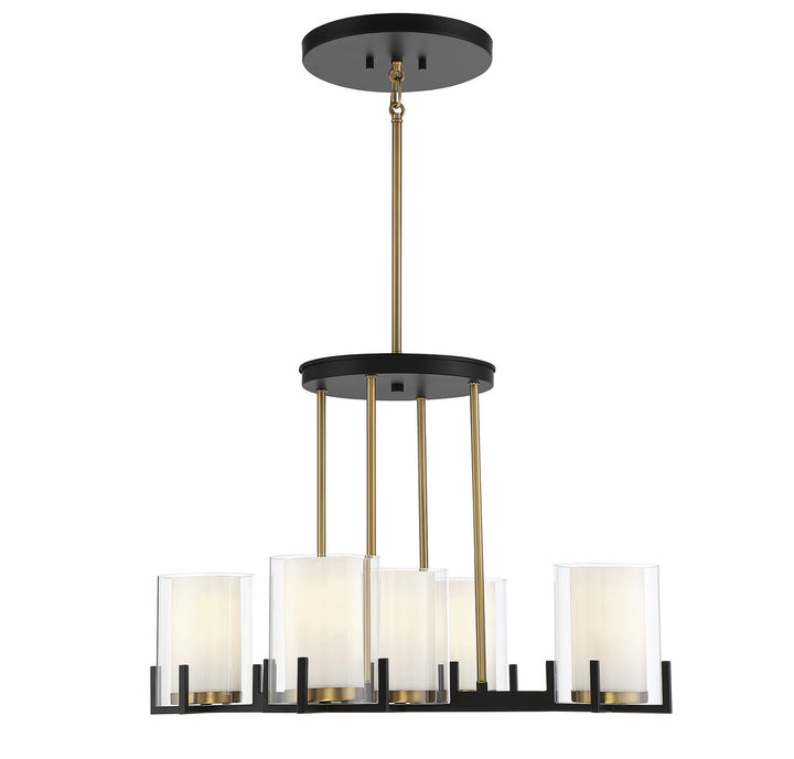 Savoy House Eaton 1-1975-5-143 Chandelier Light - Matte Black with Warm Brass Accents