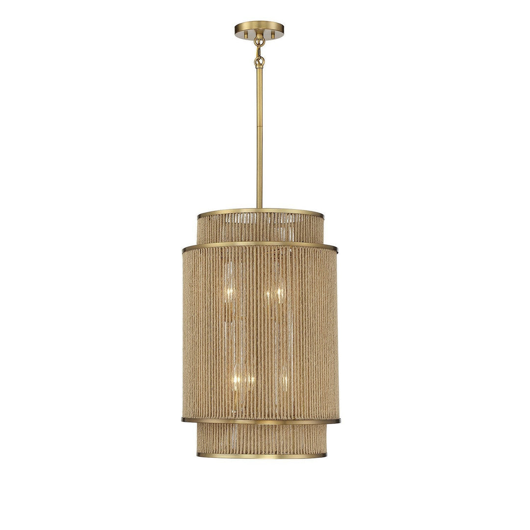 Savoy House Ashburn 3-1773-6-320 Pendant Light - Warm Brass and Rope