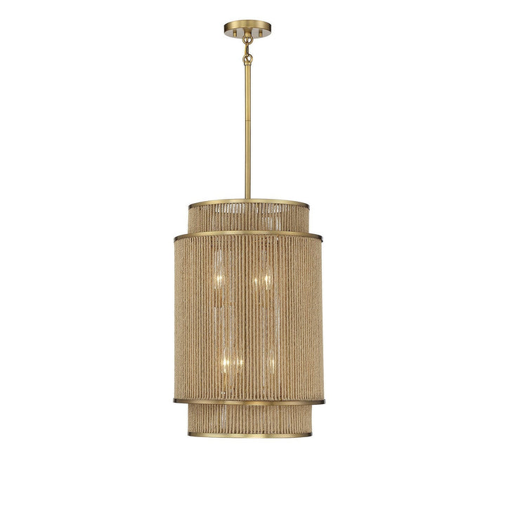 Savoy House Ashburn 3-1773-6-320 Pendant Light - Warm Brass and Rope