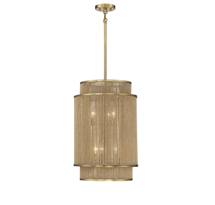 Savoy House Ashburn 3-1773-6-320 Pendant Light - Warm Brass and Rope