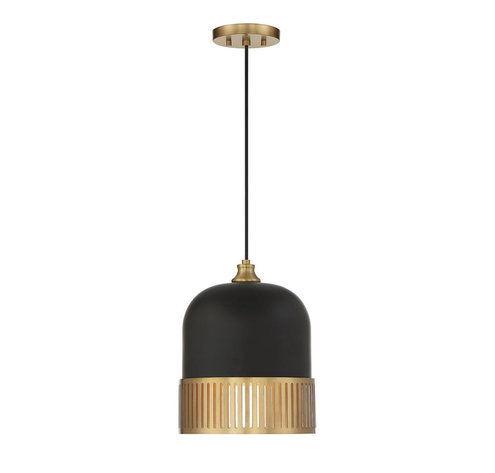 Savoy House Eclipse 7-1810-1-143 Pendant Light - Matte Black with Warm Brass Accents