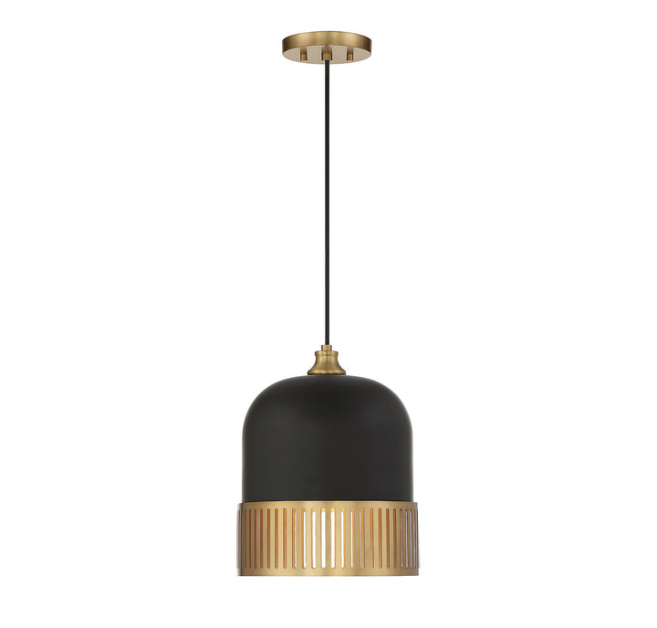 Savoy House Eclipse 7-1810-1-143 Pendant Light - Matte Black with Warm Brass Accents