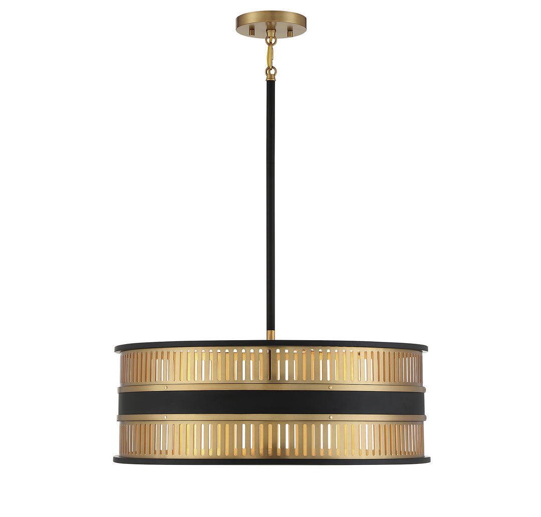 Savoy House Eclipse 7-1812-4-143 Pendant Light - Matte Black with Warm Brass Accents