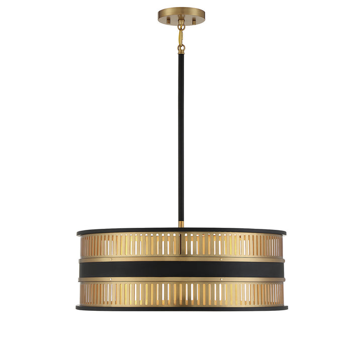 Savoy House Eclipse 7-1812-4-143 Pendant Light - Matte Black with Warm Brass Accents