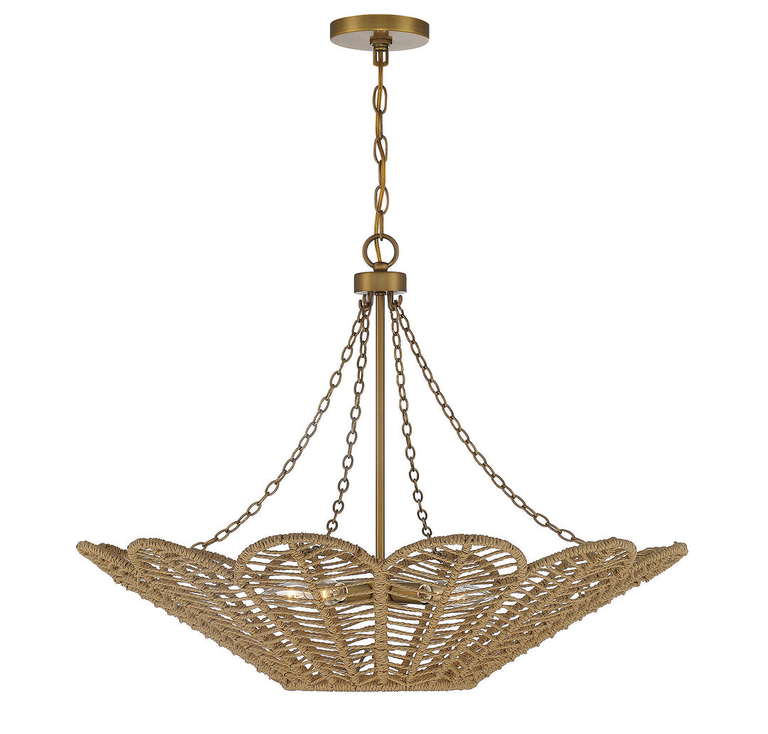 Savoy House Cyperas 7-1825-5-320 Pendant Light - Warm Brass and Rope