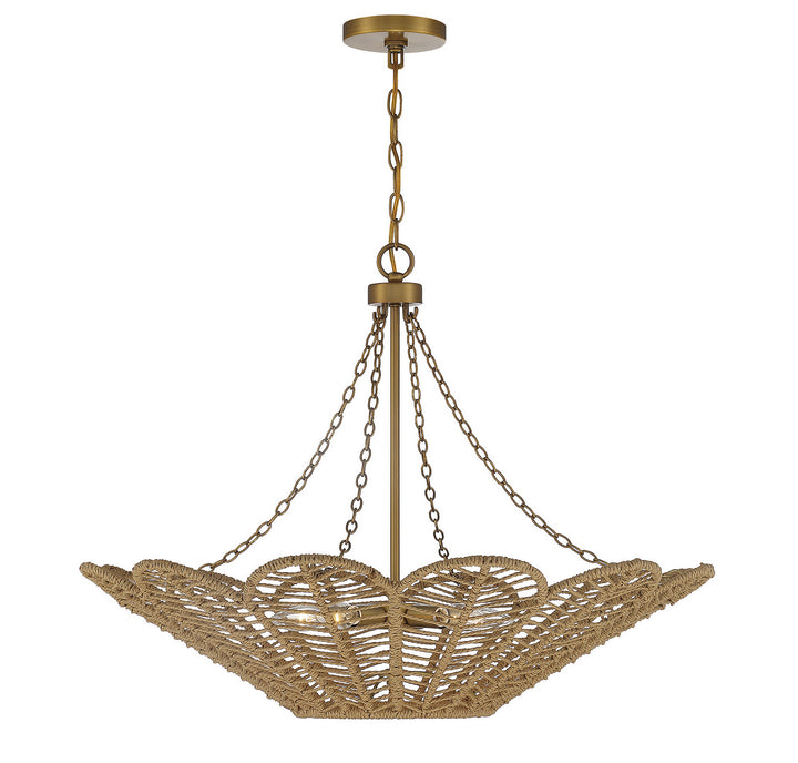 Savoy House Cyperas 7-1825-5-320 Pendant Light - Warm Brass and Rope