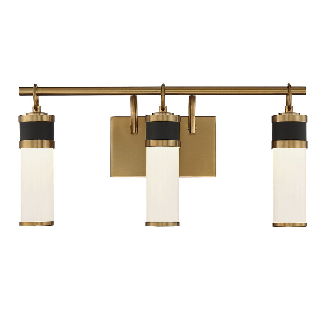 Savoy House Abel 8-1638-3-143 Bath Vanity Light 21 in. wide - Matte Black with Warm Brass Accents