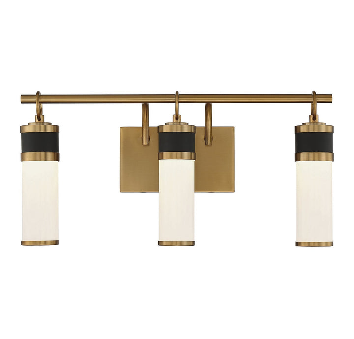 Savoy House Abel 8-1638-3-143 Bath Vanity Light 21 in. wide - Matte Black with Warm Brass Accents