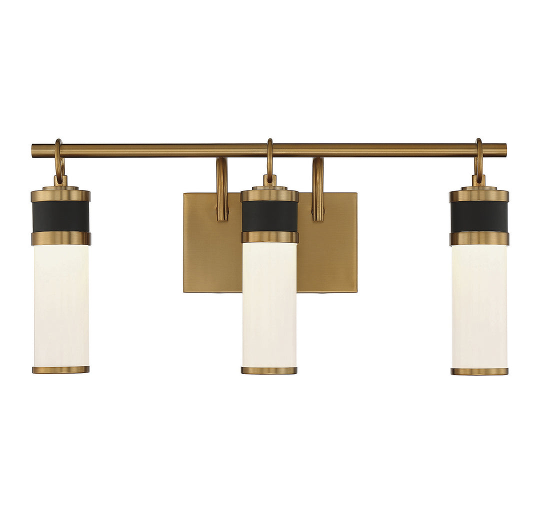 Savoy House Abel 8-1638-3-143 Bath Vanity Light 21 in. wide - Matte Black with Warm Brass Accents