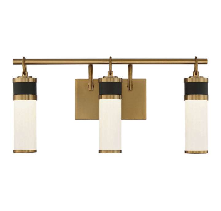 Savoy House Abel 8-1638-3-143 Bath Vanity Light 21 in. wide - Matte Black with Warm Brass Accents