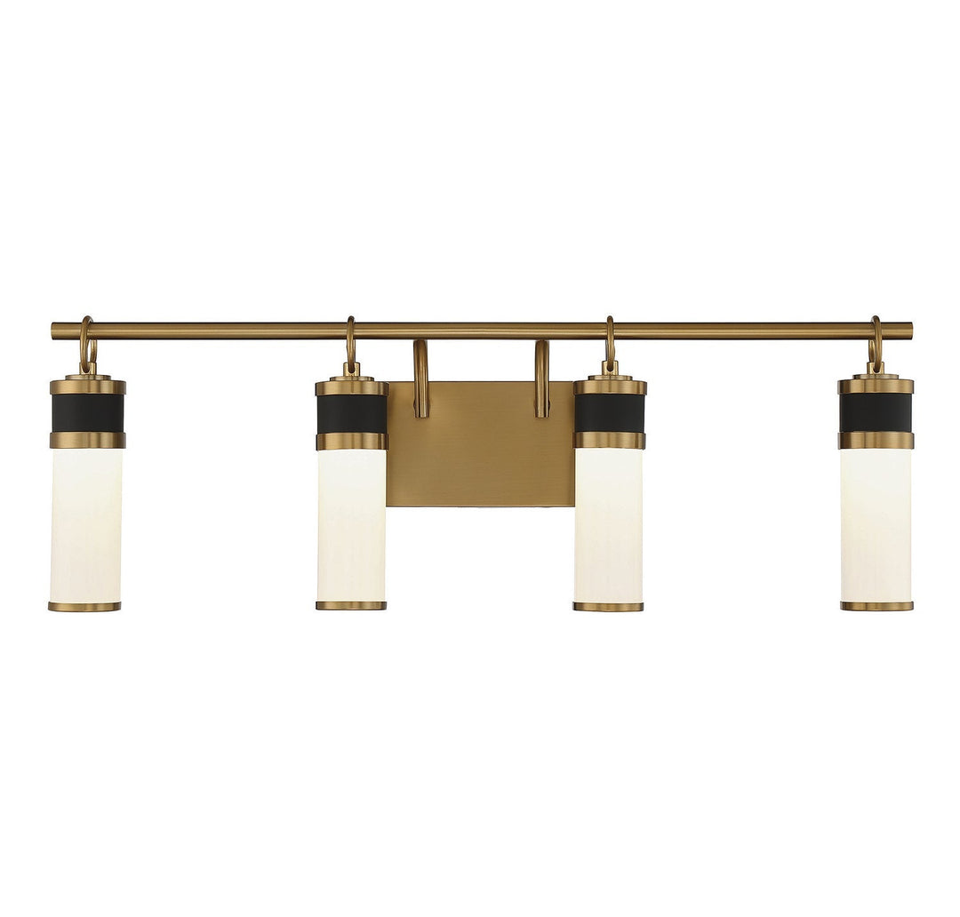 Savoy House Abel 8-1638-4-143 Bath Vanity Light 30 in. wide - Matte Black with Warm Brass Accents