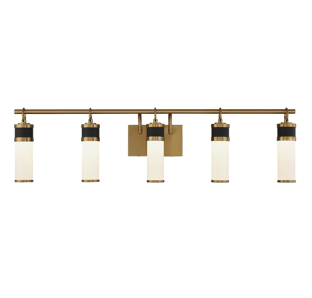 Savoy House Abel 8-1638-5-143 Bath Vanity Light 39 in. wide - Matte Black with Warm Brass Accents