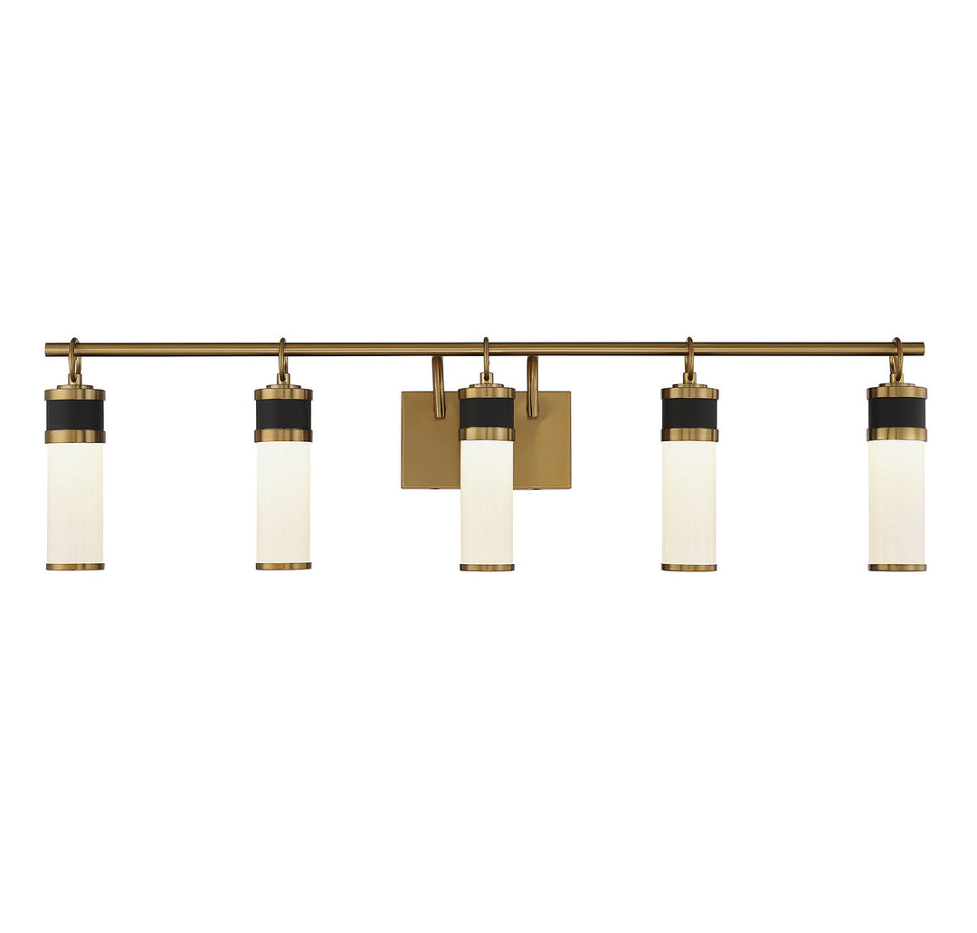Savoy House Abel 8-1638-5-143 Bath Vanity Light 39 in. wide - Matte Black with Warm Brass Accents
