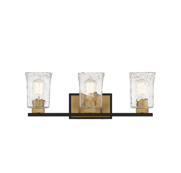 Savoy House Sidney 8-1720-3-143 Bath Vanity Light 23 in. wide - Matte Black with Warm Brass Accents