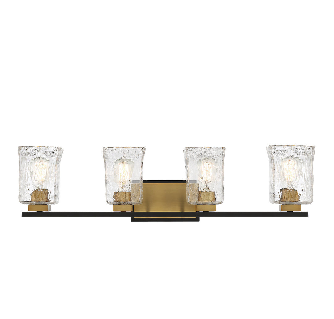 Savoy House Sidney 8-1720-4-143 Bath Vanity Light 32 in. wide - Matte Black with Warm Brass Accents