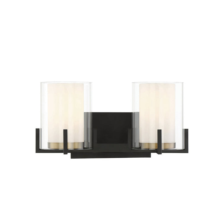 Savoy House Eaton 8-1977-2-143 Bath Vanity Light 15 in. wide - Matte Black with Warm Brass Accents