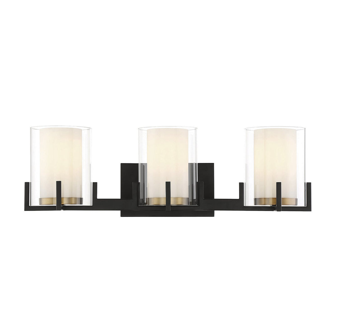 Savoy House Eaton 8-1977-3-143 Bath Vanity Light 24 in. wide - Matte Black with Warm Brass Accents