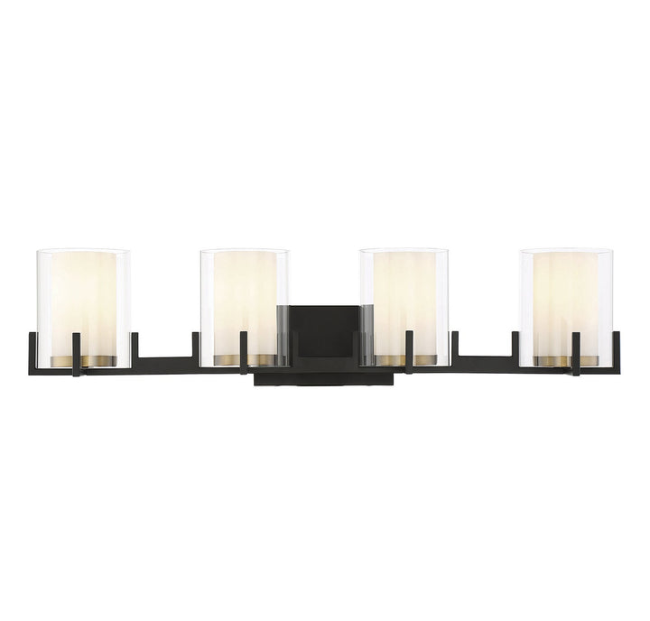Savoy House Eaton 8-1977-4-143 Bath Vanity Light 33 in. wide - Matte Black with Warm Brass Accents