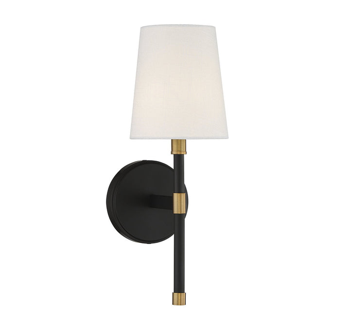 Savoy House Brody 9-1632-1-143 Wall Sconce Light - Matte Black with Warm Brass Accents