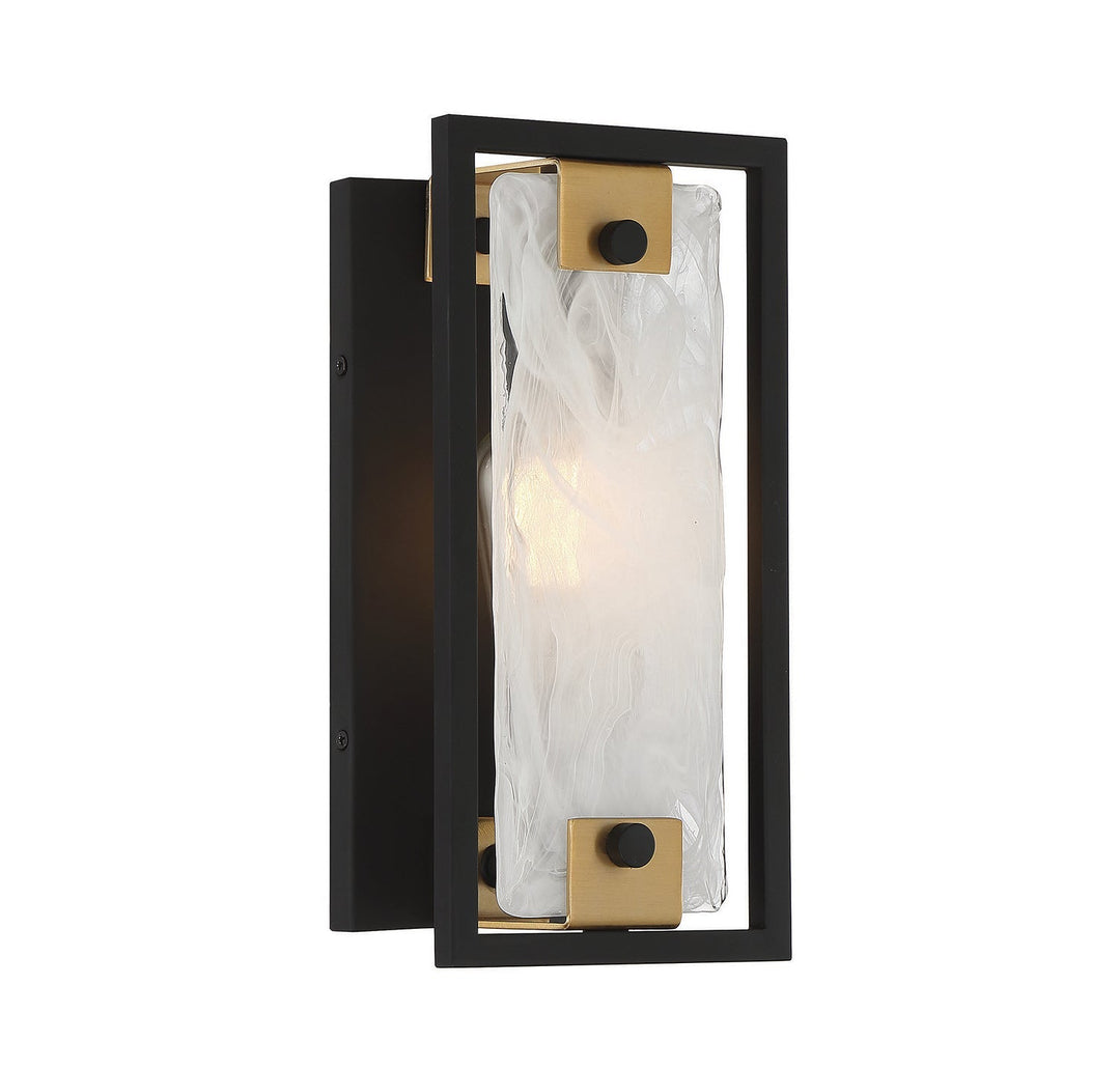 Savoy House Hayward 9-1697-1-143 Wall Sconce Light - Matte Black with Warm Brass Accents