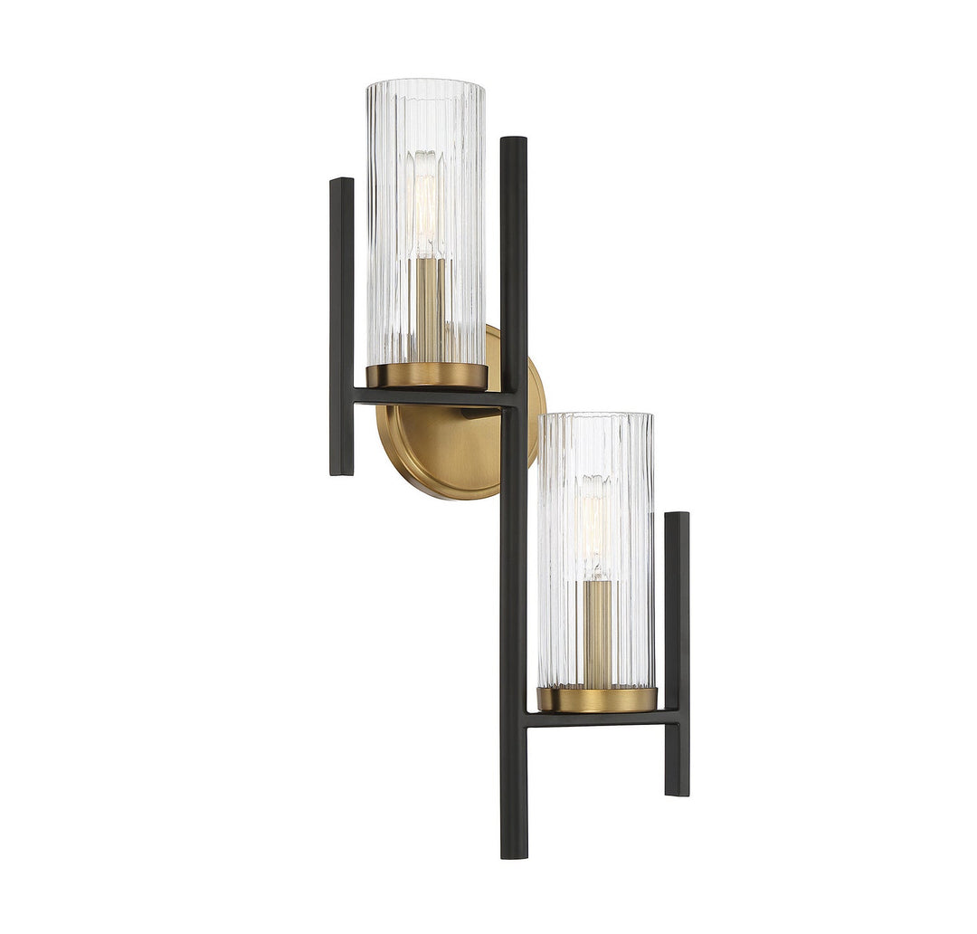 Savoy House Midland 9-1905-2-143 Wall Sconce Light - Matte Black with Warm Brass Accents