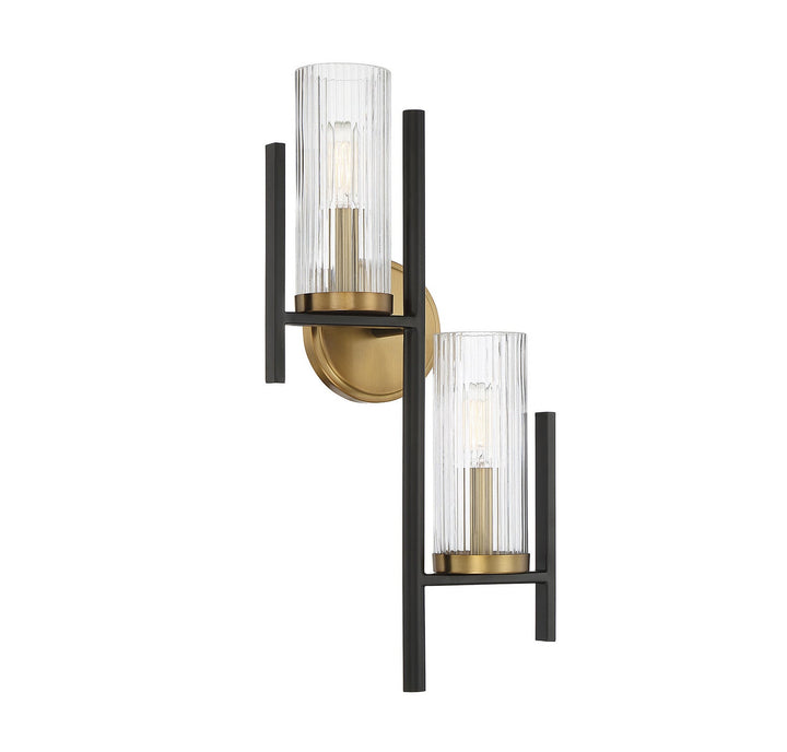 Savoy House Midland 9-1905-2-143 Wall Sconce Light - Matte Black with Warm Brass Accents