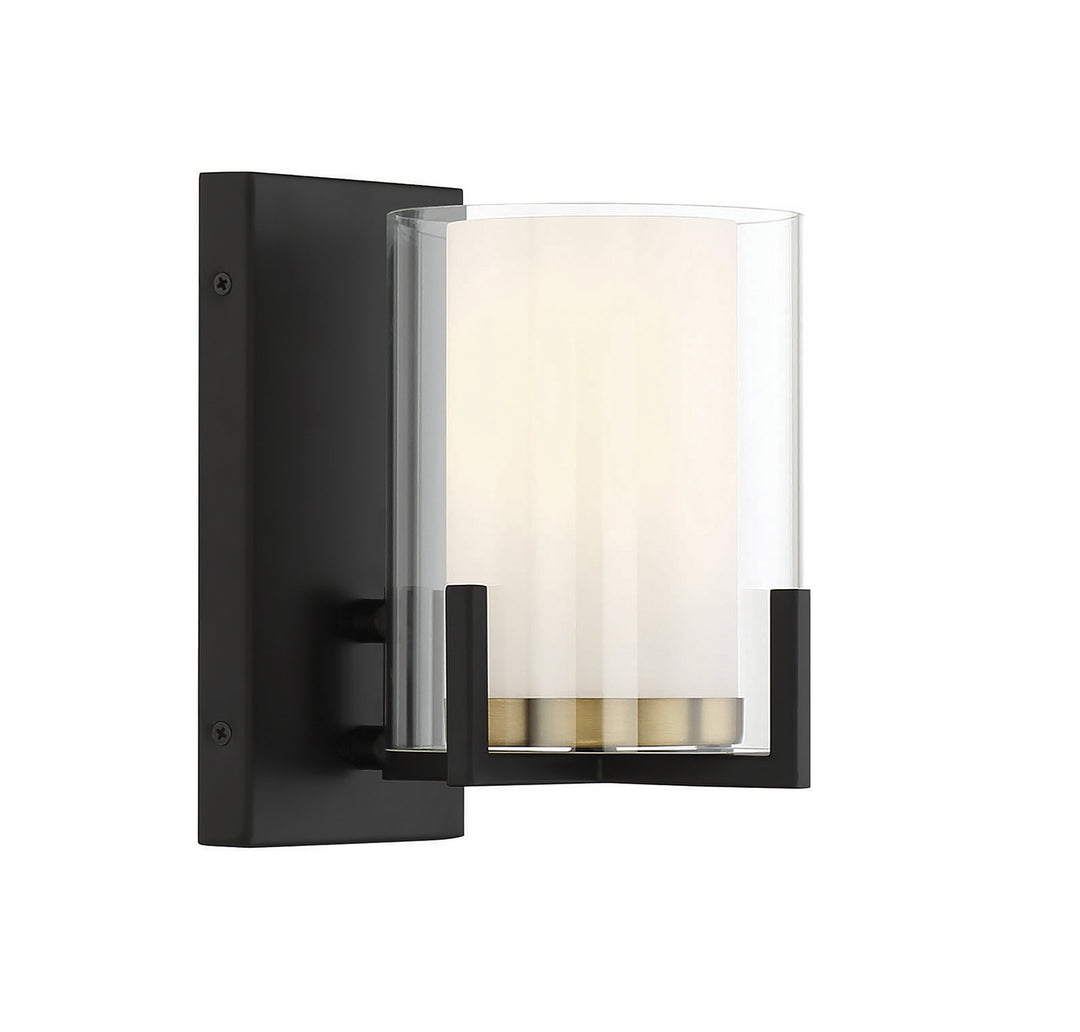 Savoy House Eaton 9-1977-1-143 Wall Sconce Light - Matte Black with Warm Brass Accents