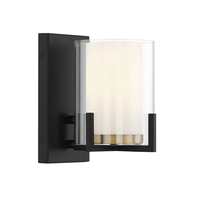 Savoy House Eaton 9-1977-1-143 Wall Sconce Light - Matte Black with Warm Brass Accents