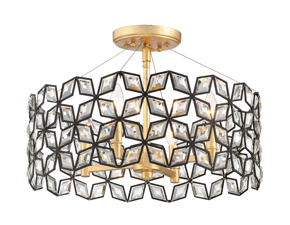 Metropolitan Brookcrest N7843-711 Ceiling Light - Sand Coal W/ Gold Leaf