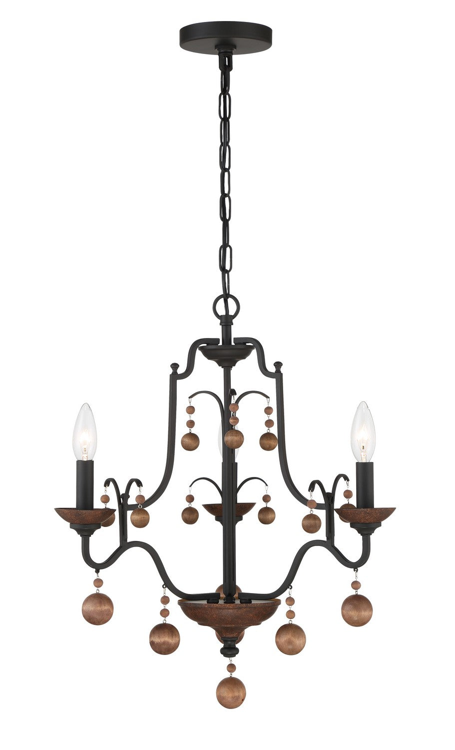 Minka-Lavery Colonial Charm 2663-723 Chandelier Light - Old World Bronze W/Walnut Acce