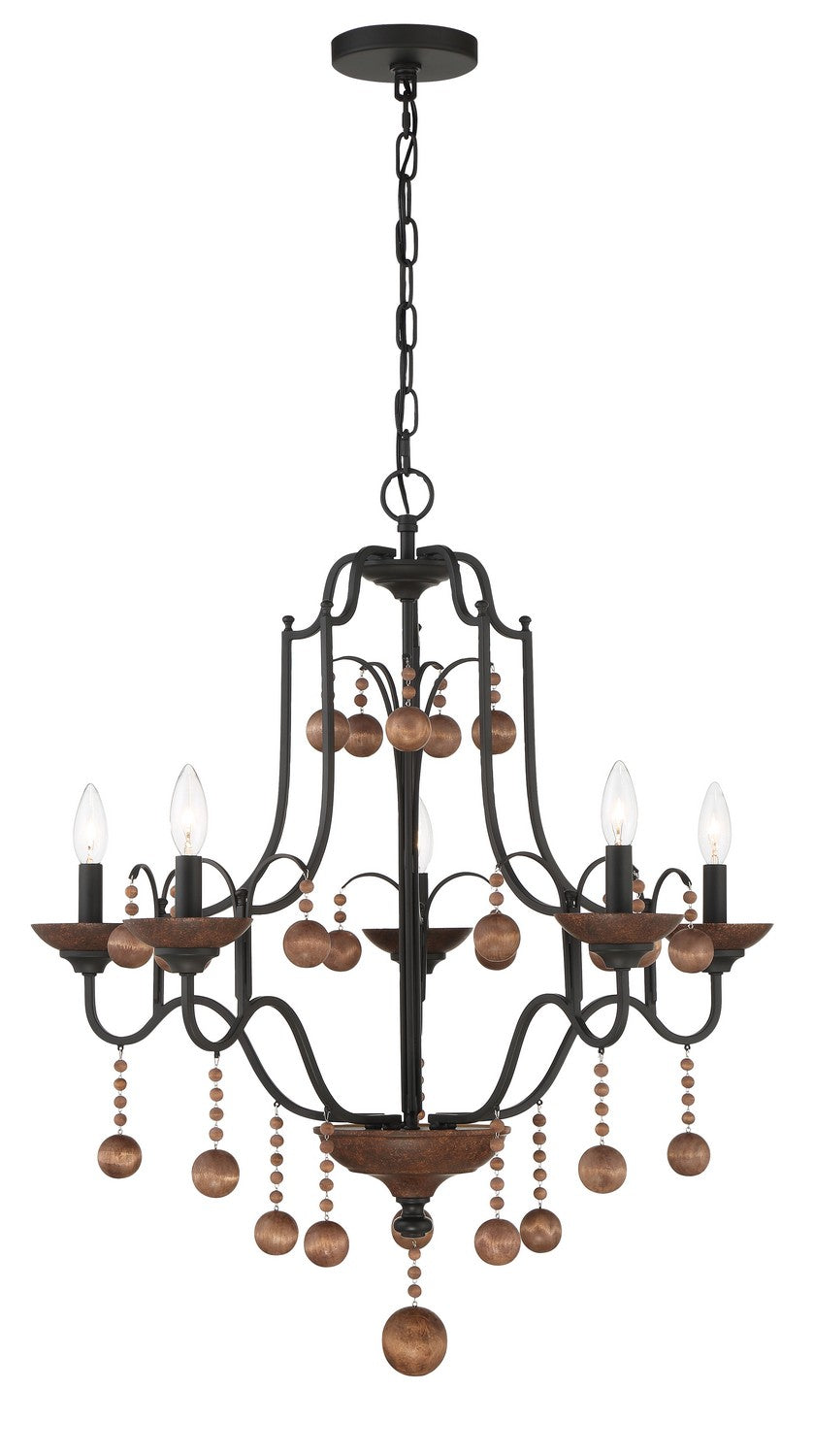 Minka-Lavery Colonial Charm 2665-723 Chandelier Light - Old World Bronze W/Walnut Acce