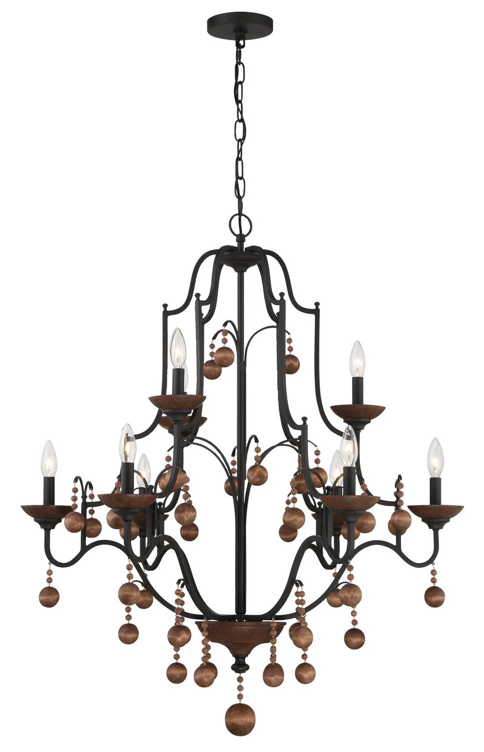 Minka-Lavery Colonial Charm 2669-723 Chandelier Light - Old World Bronze W/Walnut Acce