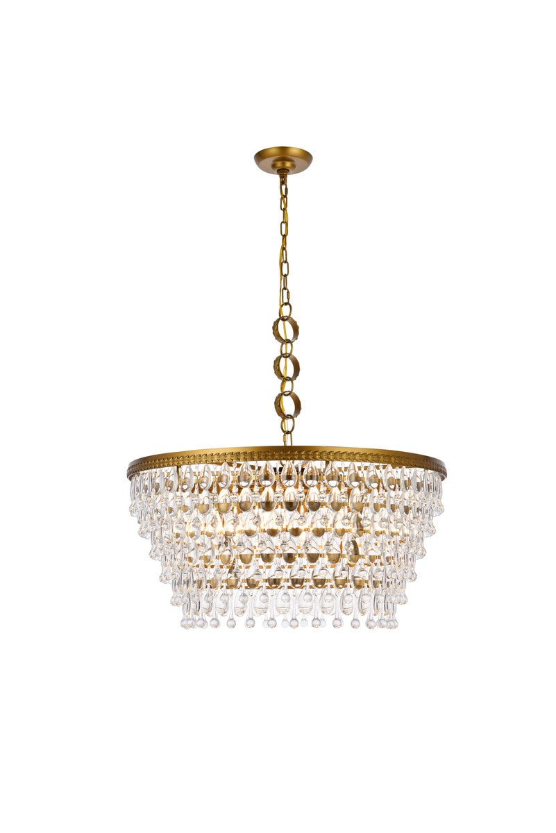 Elegant Nordic 1219D28BR/RC Chandelier Light - Brass And Clear