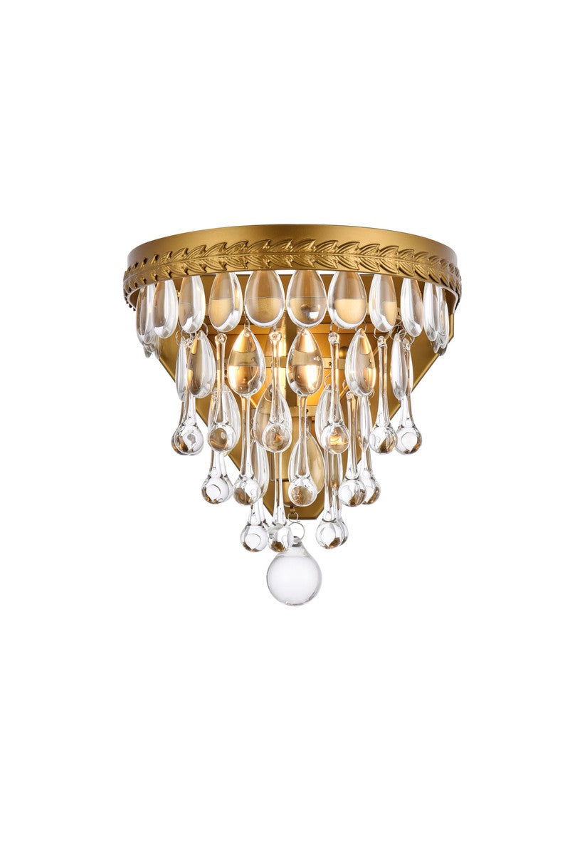 Elegant Nordic 1219W9BR/RC Wall Sconce Light - Brass And Clear