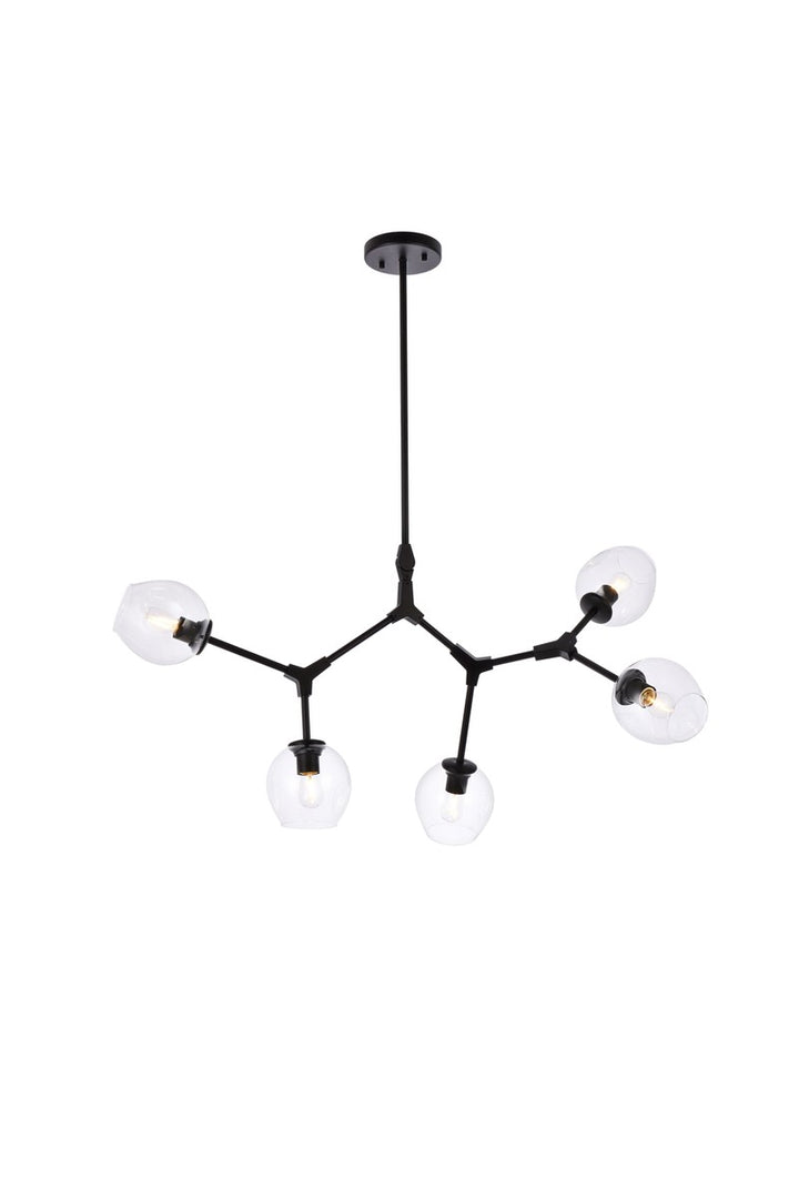 Elegant Cavoli 1712D42BK Chandelier Light - Black And Clear