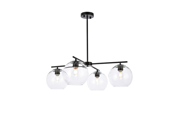 Elegant Opus LD2331BK Chandelier Light - Black And Clear