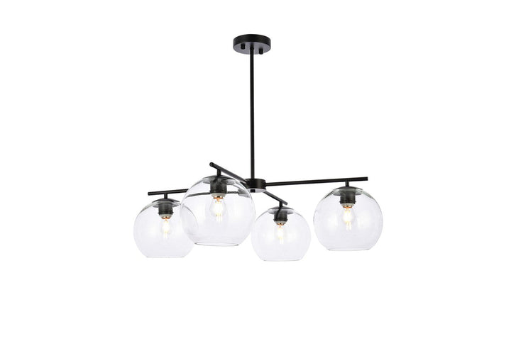 Elegant Opus LD2331BK Chandelier Light - Black And Clear