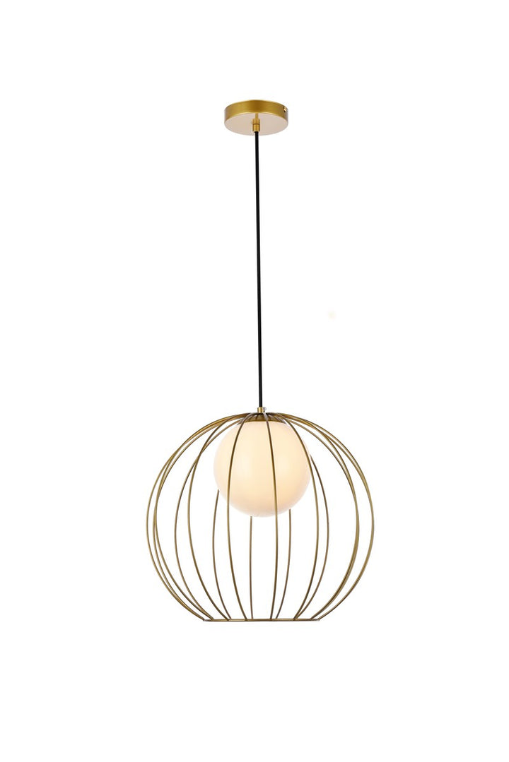 Elegant Wetzel LD2345BR Pendant Light - Brass And White